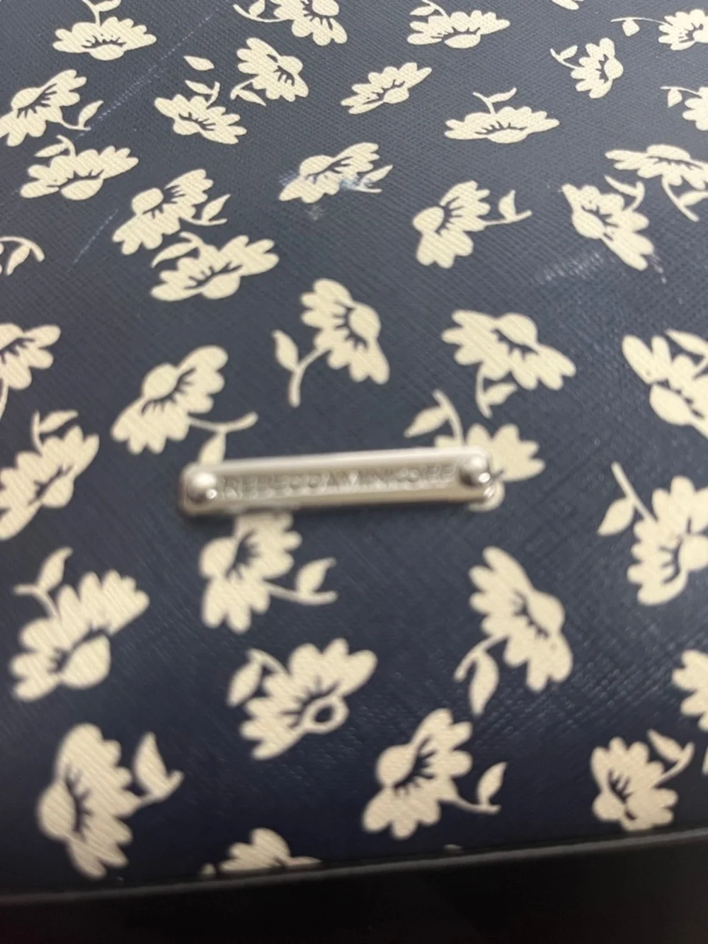 Rebecca Minkoff Amorous Satchel Crossbody Tote NavyWhite Floral Saffiano Leather - Picture 8 of 11